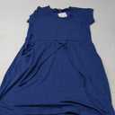 Womens Summer Dress Lantern Sleeve Square Neck Tie Front A-Line Double Layer Hem Mini Dresses,  M