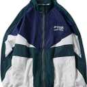 Wyeysyt Women's Y2k Jacket Zip Up Lightweight Windbreaker Jacket Varsity Oversized Sport Jacket Y2k Clothing 90s Jacket (X-Large, Green)