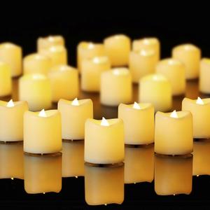 5plots 50-Pack Ivory Flameless Candles, Flickering Votive Candles, 100 Hours Battery Powered Tealights for Party, Wedding, Dating, Proposal, Halloween, Christmas, Table Centerpiece, Home Decor