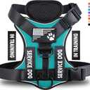 Service Dog Harness, Reflective Dog Vest Harness with 5 PCS Patches, Adjustable Soft Oxford Pet Harness, Inner Layer Mesh, Easy to Control for Dogs (Medium (Pack of 1), Turquoise)