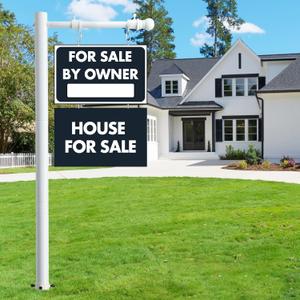 100" Heavy-Duty Alloy Real Estate Sign Post Commercial Yard Sign with 35" Arm & 200lb Windproof Clips - Rust-Proof Steel Stake for Realtor, Open House, Business Hours White (Sign Not Included)