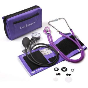 LotFancy Aneroid Sphygmomanometer with Stethoscope Kit, Professional BP Cuff Adult 10"-16", Adult Professional Manual Blood Pressure Cuff with Carrying Case for Home Use, Nurse, Doctor, Purple