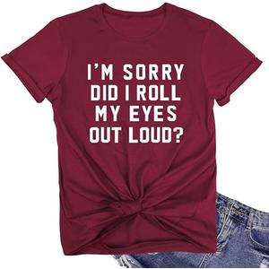 LOOKFACE Women I'm Sorry Did I Roll Summer Graphic Cute Tee Shirts, XXL