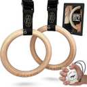 New Grey Fox Premium Numbered 1.1" Wooden Gymnastic Rings with Adjustable Straps Olympic Size: Chalk, Non-Slip Buckle |Full Body Suspension |Bodyweight Calisthenics |Home Gym Equipment |Fitness Gifts