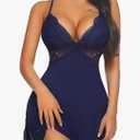 Avidlove Women Lingerie Modal Lace Side Slit Chemise Sleepwear Babydoll Teddy Lingerie, M