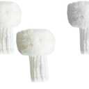 Tahonuss Women Faux Fur Leg Warmers Plush Leg Boot Covers Short Furry Fuzzy Boot Socks Topper Girls Winter Knitted Foot Cuffs (One Size, White)