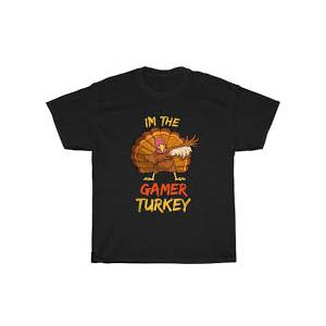 Gamer Turkey Matching Family Group Thanksgiving Party Pajama T-Shirt, Small, Black