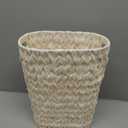 Coeusy Wicker Trash Can,Bathroom Trash Can,Waterproof Wicker Waste Basket for Bathroom,Narrow Small Waste Basket for Bedroom,Office, Cream White 5 Gallon