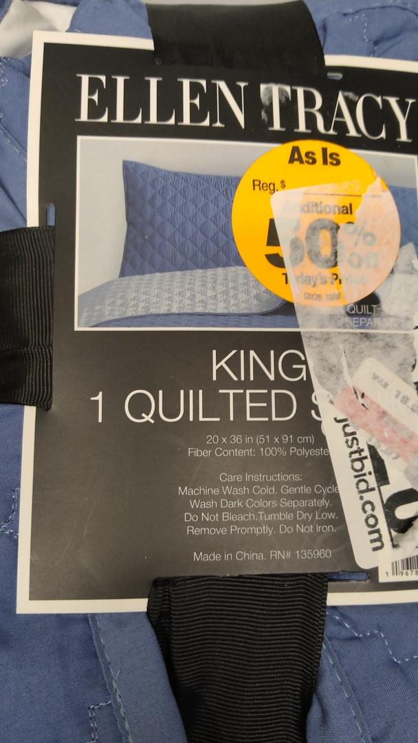 ELLEN TRACY King 1 quilted set pillow case 20x36