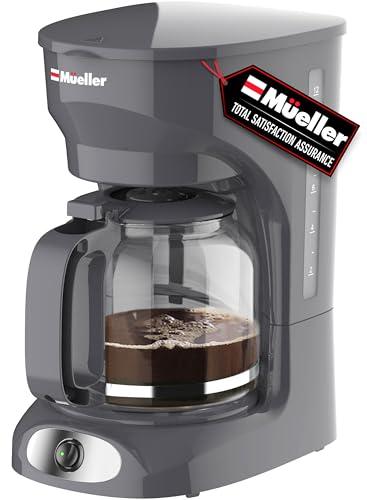 MÜELLERHOME 12-Cup Drip Coffee Maker Perfect for Home or Office, Borosilicate Carafe, Auto-Off, Reusable Filter, Anti-Drip, Keep-Warm Function, Clear Water Level Window, Gray, 2 Pack