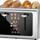 Smart Digital 4 Slice Toaster with Touch Screen, 1.5'' Extra Wide Slots for Bagel, Digital Countdown & Sound Control, 6 Bread Types & 6 Shade Settings, Defrost/Reheat/Standby,Silver