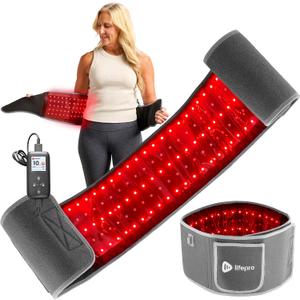 Lifepro Red Light Therapy Belt  Infrared Red Light Therapy for Body, Back Pain and Shoulder - 660nm & 850nm Near Infrared Heating Pad  Adjustable & Portable for Wellness & Relaxation (Grey)