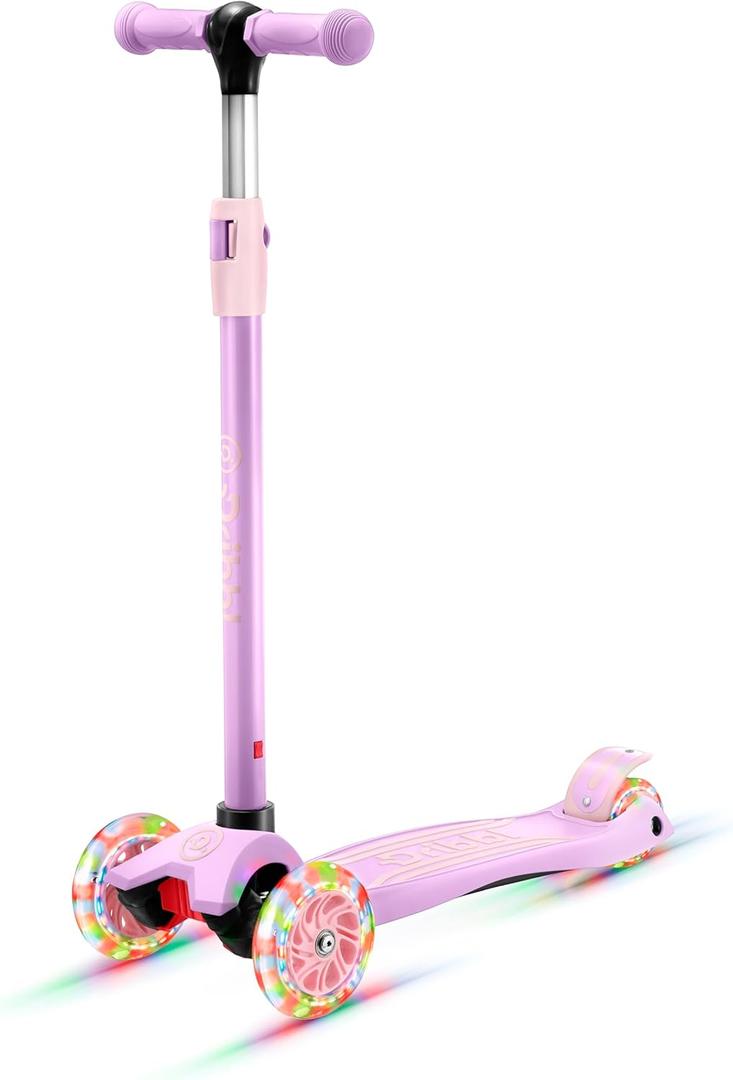 3-Wheel Kids Scooter - Lean-to-Steer Technology, Adjustable Height Handlebar, Wide Anti-Slip Deck, Scooter for Boys & Girls Ages 3+, Child Safety Approved, Support Riders Up to 165 lbs, Purple (Purple)