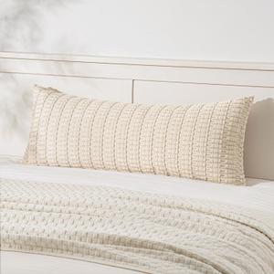 MIULEE Pack of 1 Cream White Long Body Lumbar Decorative Throw Pillow Cover 14x36 Inch for Bed Couch Sofa Living Room Soft Boho Pillow Cover Modern Farmhouse Home Decor