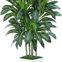 6FT Artificial Dracaena Tree - High-Density Foliage Fake Plant with White Tall Planter - Faux Yucca Floor Plant for Home Office Decor Indoor