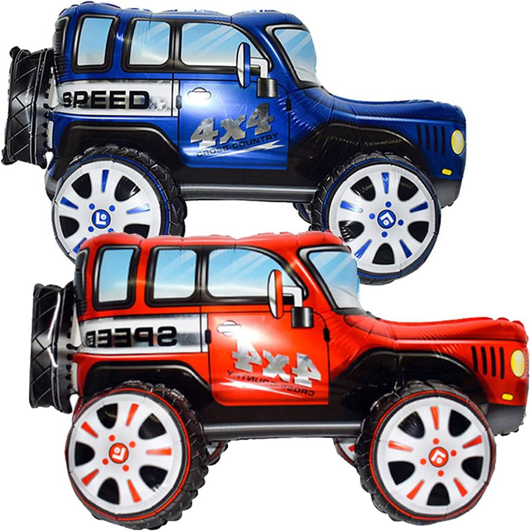 Firot 2 Vehicles 25.5 inch Large 4D Car Foil Balloon Off Road Racing Car Toy Balloon Children Gifts Boys Birthday Party Decorations Kids Toys Party Supplies Cute Baby Shower Decorations