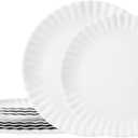 TP Reusable Melamine Paper Plates, 8" and 10.5" Round Plates for Party Picnic Outdoors, Set of 4, White