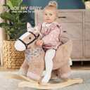 Rock My Baby Rocking Horse, Baby Animal Rocking Horse with Seat, Ride on Horse, Plush Rocking Horse with Realistic Sound, Wooden Rocking Horses Ages 1-3 (Caramel Color Horse), CPC Certified, Small
