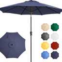 Ayge 9FT Large Outdoor Patio Umbrella Market Table Umbrella-UV Resistant, Easy Push Button Tilt and Crank, 8 Sturdy Fiberglass Ribs Heavy-Duty Pool Umbrella for Deck, Backyard,Garden,Navy