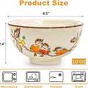 6 Pack Retro Ceramic Bowls, 4.5 Inch Japanese Rice Bowl, 10 Oz Small Soup Serving Set Hand-painted Cereal Holder for Salad, Dessert, Ice Cream, Noodles, Dishwasher Microwave Safe, Standard