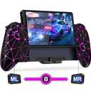 Gammeefy Switch Hall Effect - JC200 Switch Pro Controller for Nintendo Switch - One Piece Joypad with 9 Color Lights - Handheld Mode (Grid Pattern)