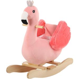 FUNLIO Flamingo Baby Rocking Horse for Toddlers 6 Months to 3 Years, Cute & Graceful Pink Swan Baby Rocker for Baby Girl, Stuffed Plush Ride-on Rocking Animal, Easy to Assemble, CPC & CE Certified