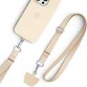 Lamicall Gifts for Mothers Day Teens Girls Kids Cell Phone Lanyard, 2 Pack Thicker Soft-Touch Strap with 2 Patches, Anti Theft Neck Crossbody Lanyard for iPhone 17 16 15 14 13 Pro Max, Khaki
