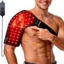 Red Light Therapy Shoulder Wrap with Heating, 110 LEDs 660nm & 850nm Infrared Light Belt, Timer & Pulse Modes, for Pain Relief & Muscle Recovery, Black, Wired