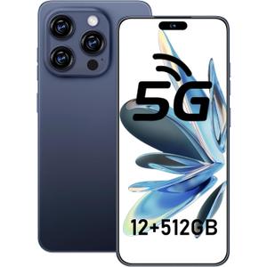 I16 ProMax Smartphone Unlocked Cell Phone, 6.99 HD Screen5G Phone, 12+512GB phone unlocked, Android 13.0, 68+108MP Zoom Camera, Fingerprint Button Unlock-and take photos,Dual SIM, Face ID (Deep Blue)