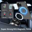 K007 Upgraded Vacuum Magnetic Car Holder : 360 Reinforced 97LBS Ultra Suction Cup Phone Mount for MagSafe Cell Phone Holders for Mirror for iPhone 17 Pro Max 16 15 14 13 12 Air Plus for Android Black