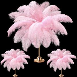 XunYee 60 Pcs Large Natural Ostrich Feathers Plumes Bulk for Centerpiece 18-20 Inch (45-50 Cm) Feathers for DIY Crafts Christmas Wedding Masquerade Party Decorations(Pink)
