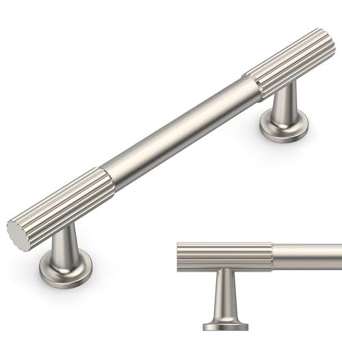Amerdeco 10 Pack Brushed Satin Nickel Cabinet Pulls 3.75 Inch(96MM) Hole Centers Kitchen Cabinet Handles Hardware Kitchen Handles for Cabinets Cupboard Handles Drawer Pulls ZH0071
