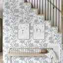 3 x Peel and Stick Wallpaper Floral Wall Paper Modern Contact Paper Boho Bedroom Bathroom Wallpaper Peel and Stick Blue and White Removable Self-Adhesive Wall Decor Vinyl Roll 17.3" x 118"