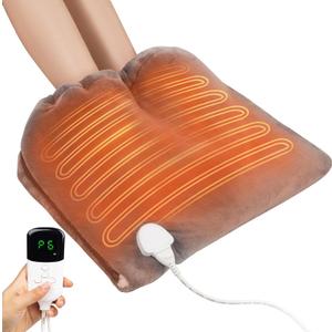 3-in-1 Electric Heated Foot Warmer Pad, 6 Heat Settings & 4 Timers, Double Sided Soft Fleece Feet Heating Pad for Under Desk, Bed, Office Floor Warming, Home Gifts for Women & Men