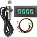 DIGITEN 4 Digital Green LED Tachometer RPM Speed Meter + Hall Proximity Switch Magnet Sensor NPN for Lathe Conveyor Belt
