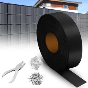 Cinnvoice Chain Link Fence Privacy Tape 164 ft x 6 in PVC Fence Slats Privacy Screen with 150 Snap Fasteners & Puncher Tool Backyard, Garden, Pool & Patio Solution