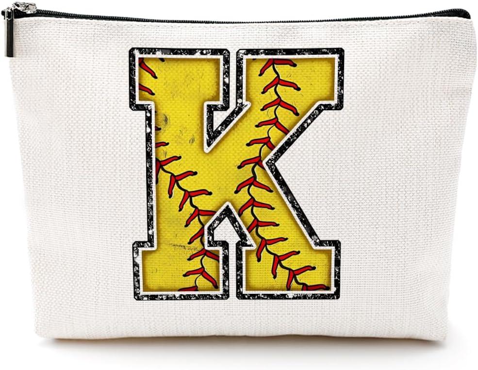 Brand: CQM4.64.6 out of 5 stars(170)Softball Gifts Initial Makeup Bag Monogrammed Cosmetic Bag Letter KZipper Pouch Softball Accessories for Girls Women Player Coaches Friend Graduation Birthday Gifts