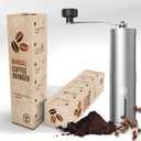 Manual Coffee Grinder by iTrends – Stainless Steel Manual Coffee Bean Grinder, Manual Burr Hand Crank Coffee Grinder with Adjustable Settings for Espresso to Coarse Coffee. Perfect Coffee Lovers Gift.