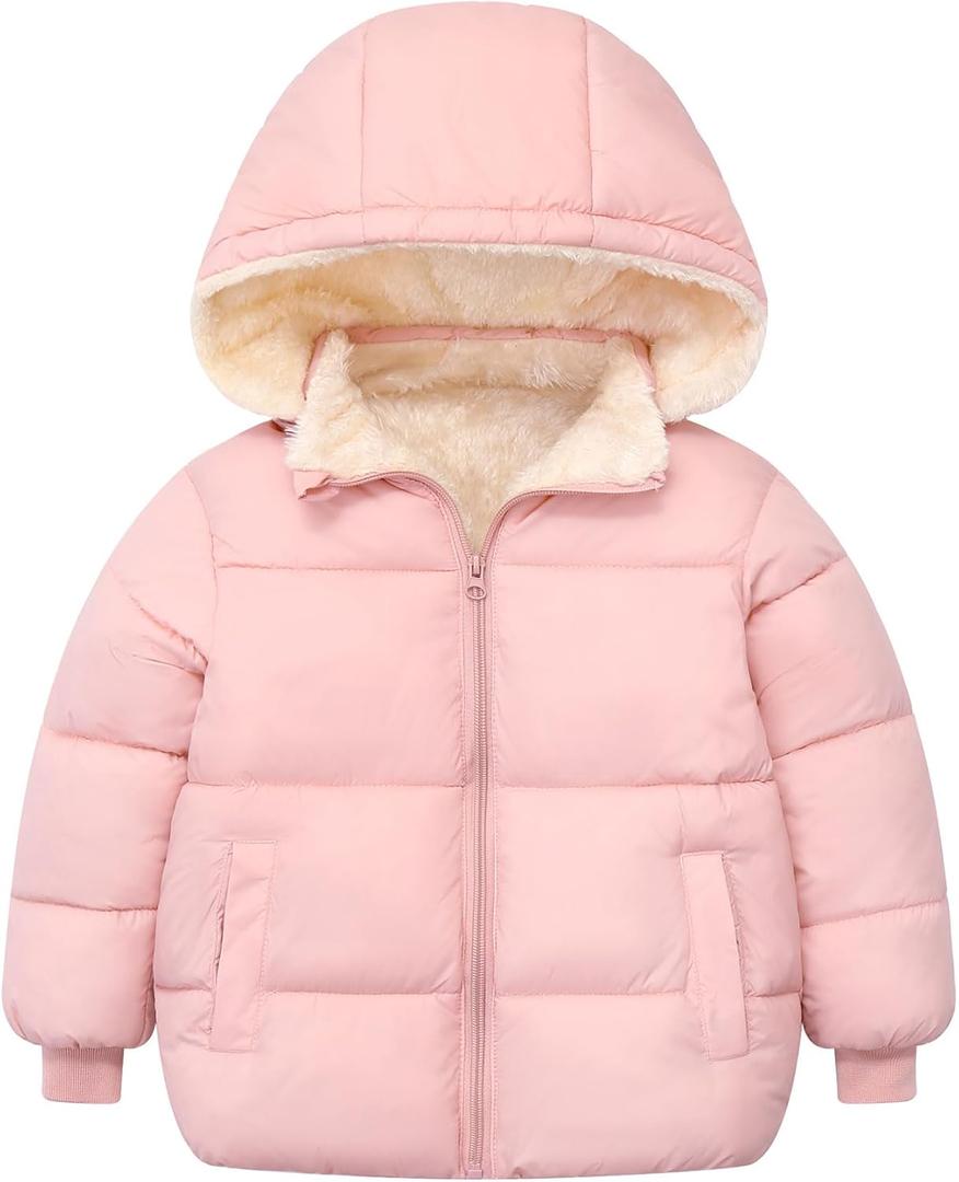 TUONROAD 1-6T Baby Girl Boy Winter Fleece Coats Toddler Warm Puffer Jackets Kids Down Alternative Outerwear (2-3T, Pink)