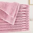 BIOWEAVES 100% Organic Cotton 700 GSM Plush Premium Washcloths 13" x 13" GOTS Certified, Face Towels Perfect for Home & Bathroom - Dusty Pink, Pack of 12