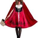 Women Little Red Riding Hood Costume Christmas Halloween Party, Red, Size Medium