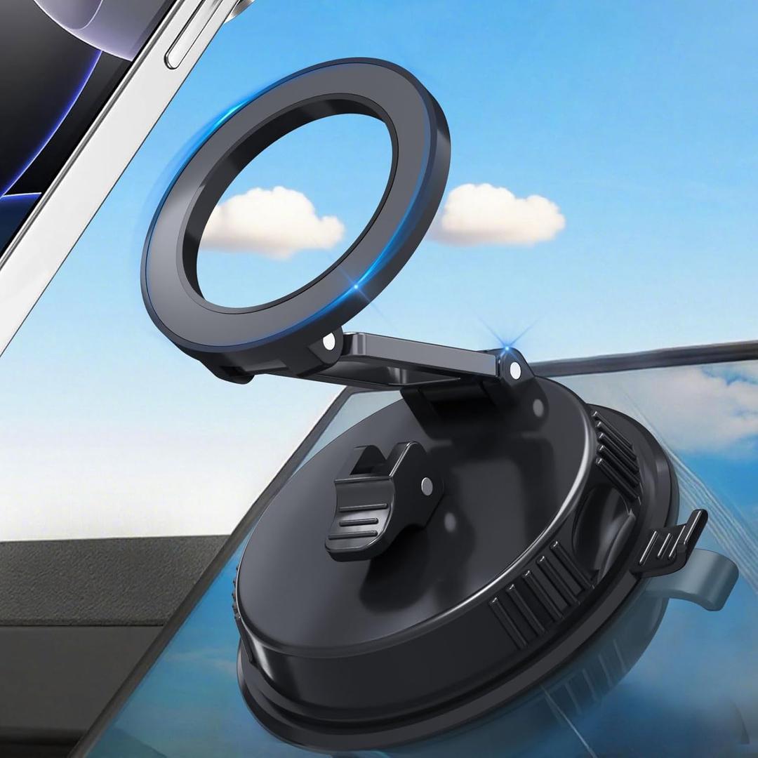 DEERLAMN Car Phone Holder for Magsafe, [78+LBS Strongest Suction&2500gf Strongest Magnetic] Vacuum Cellphone Mount for Car Accessories/Windshield/Mirror for iPhone 17 Pro Max 16 15 14 13 12