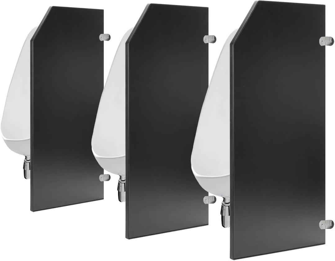 Urinal Partition,Bathroom Partition,Toilet Protection Divider,Wall-Mounted Urinal Screen Toilet Partition for Hotel,Schools,Shopping Malls Public Places,3 PCS,Black