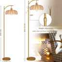 QIYIZM Floor Lamp for Living Room,Bedroom,Gold Dimmable Standing Lamp with Remote,Mid Century Modern Brass Tall Lamp Retro Vintage Green Glass Lamp Floor Light Boho Bohemian
