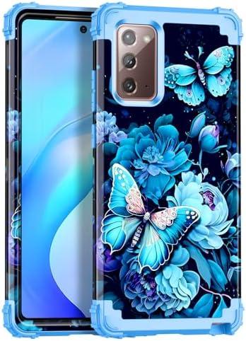 Miqala Case for Samsung Galaxy Note 20 Medium Blue | for Galaxy Note 20, Glow in The Dark, Three Layer, Heavy Duty, Shockproof, Full Body Protection, Hard Plastic, Bumper, Soft Silicone, Protective Case