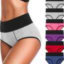 Eiggam Underwear for Women Cotton High Waist Panties Full Coverage Briefs Soft Strech Ladies Breathable Panties-Multi Pack (Large)