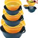 6 Pieces Colander with bowl, Food Strainer for Pasta Veggies and Fruits, BPA Free, Dishwasher Safe (blue) (large)
