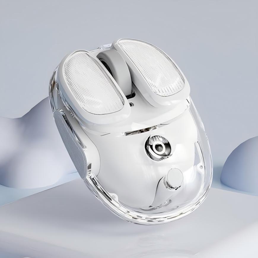 SEUNKWANG EWEADN Q9 Wireless Clear Mouse Dual Mode Bluetooth & 2.4G USB Computer Mouse with RGB Lighting, Silent Clicks, Multi-Device Compatibility for Laptop, PC, MacBook, iPad Cute Mouse-White