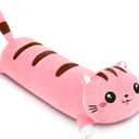 AFAN Long Cat Plush Cute Cat Body Pillows Kawaii Stuffed Animals Plushies Soft Cuddly Cotton Plush Toys Room Decor Gifts for Kids Girls Boys Adults (Pink, 19.6 Inch) 