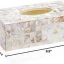 Milano Tissue Box Cover Rectangular - Decorative Tissue Box Holder Rectangular is Finished in Beautiful Mother of Pearl Shells - Durable Tissue Cover for Elegant Decor